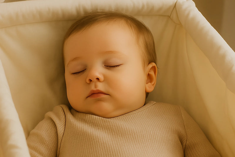 Baby schläft in der Federwiege 